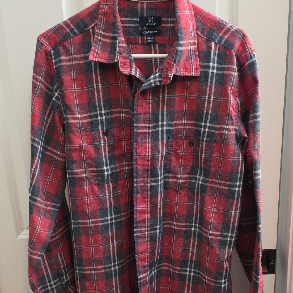 George Red and Blue Plaid Men's Shirt